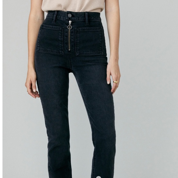 Reformation Peyton Zip Ultra High Rise Bootcut Jeans - size 27- black - Picture 3 of 10
